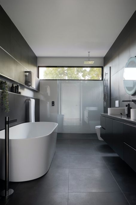 upscale bathroom grey Nanaimo Plumbing and heating