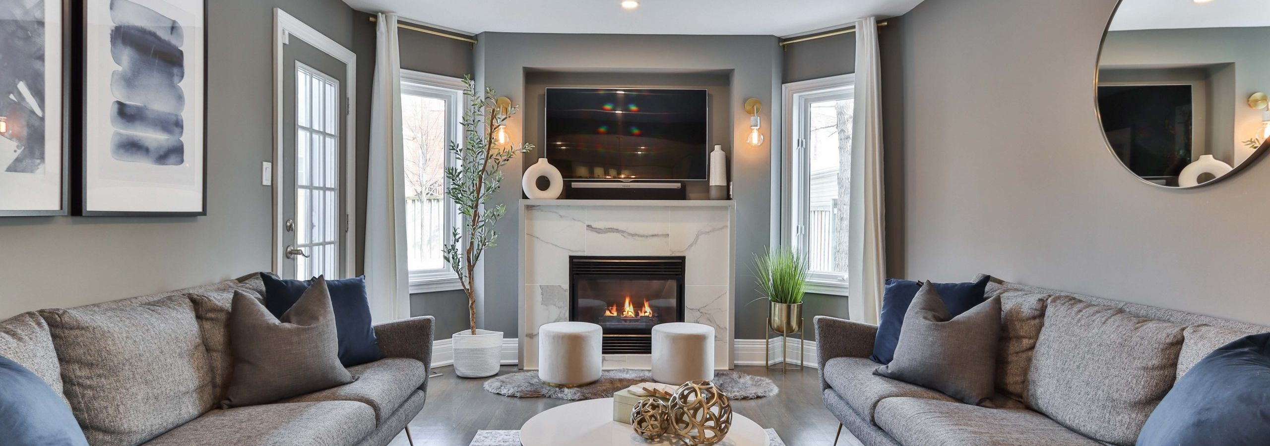 Nanaimo Heating grey decor living room with fireplace