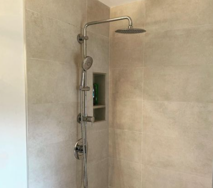 shower head install beige